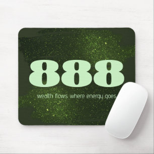 888 Manifestation der Zahl der grünen Glitzer Mousepad