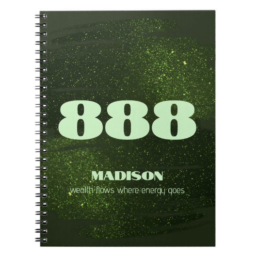888 Manifestation der Zahl der grünen Glitzer Notizblock (Vorderseite)
