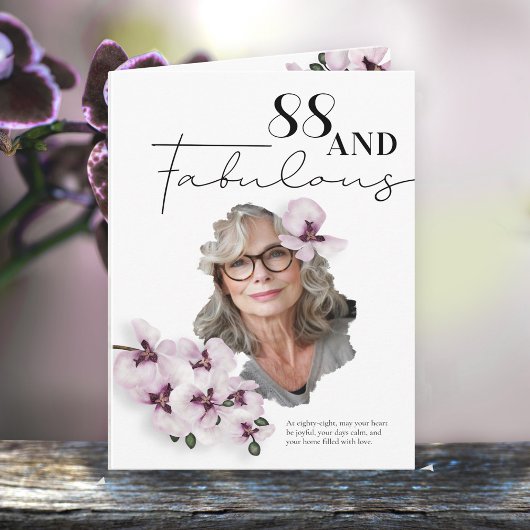 88 & Fabulous Orchid Photo Birthday Greeting Card Karte