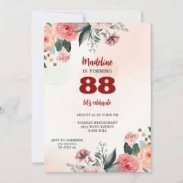 88. florale Pastellfarben eleganter Geburtstag Einladung