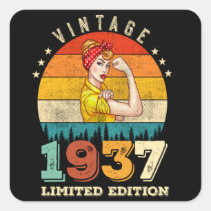 88. Geburtstag 1937 Vintage 88. Geburtstagsfeier F Quadratischer Aufkleber