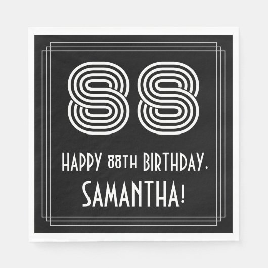 88. Geburtstag: Art Deco Inspiriert Look "88" + Na Serviette (Vorderseite)