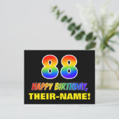 88. Geburtstag: Bold, Fun, Simple, Rainbow 88 Postkarte (Stehend Vorderseite)