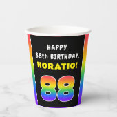 88. Geburtstag: Farbiger Regenbogen # 88, Individu Pappbecher (Vorderseite)