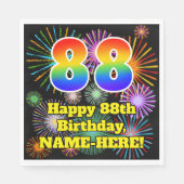 88. Geburtstag: Fun Fireworks Pattern + Rainbow 88 Serviette (Vorderseite)