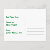 88. Geburtstag: Fun Hearts Pattern, Regenbogen 88 Postkarte (Rückseite)