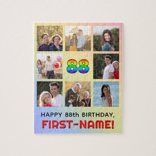 88. Geburtstag: Fun Rainbow #, Individuelle Name & Puzzle (Vertikal)
