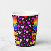 88. Geburtstag: Loving Hearts Pattern, Regenbogen Pappbecher (Links)