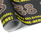 88. Geburtstag: Name & Imitate Holzkörnchen Muster Geschenkpapier (Rolleneckpunkt)