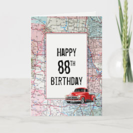 88. Geburtstag Red Retro Truck auf Karte