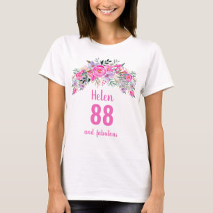 88. Geburtstag rosa Blumenbezeichnung T-Shirt