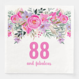 88. Geburtstag Rosa Blumenserie Party Servietten