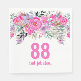 88. Geburtstag Rosa Blumenserie Party Servietten