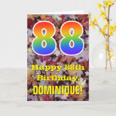 88. Geburtstag; Rustikale Herbstblätter; Regenboge Karte (Gelbe Blume)