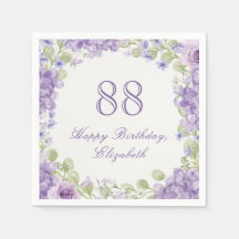 88. Geburtstag Servietten Elegante lila Blüten
