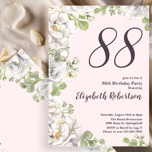 88. Geburtstagseinladung Blush Pink Florale Pfings Einladung