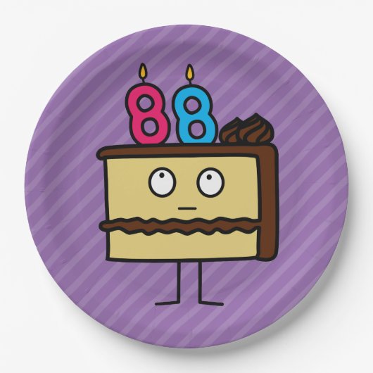 88. Geburtstagskuchen mit Kerzen Pappteller (Vorderseite)