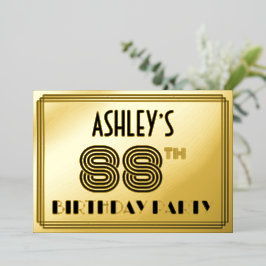 88. Geburtstagsparty — Art Deco Style "88" & Name Folieneinladung