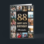88. Happy Geburtstag Schwarz und Gold Foto Collage Karte<br><div class="desc">88. Glückliche Geburtstagskarte Schwarz und Gold Foto Collage Geburtstagskarte. Für weitere Anpassungen klicken Sie bitte auf die Schaltfläche "Anpassen" und verwenden Sie unser Designwerkzeug,  um diese Vorlage zu ändern.</div>
