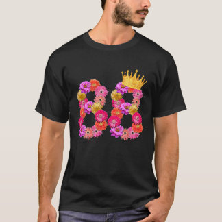88 Jahre alt Geburtstag Frauen Blume krönen ihre 8 T-Shirt