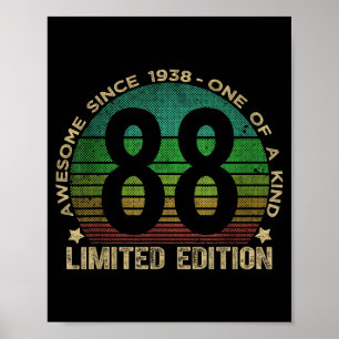 88 Jahre alte Vintage 1938 Limitierte Auflage 88.  Poster