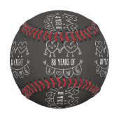 88. Jubiläum Geschenk Chalk Herzen Baseball (Rückseite)