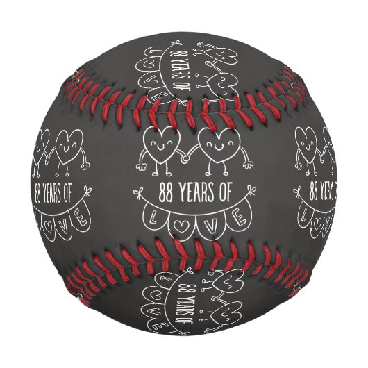 88. Jubiläum Geschenk Chalk Herzen Baseball (Vorderseite)