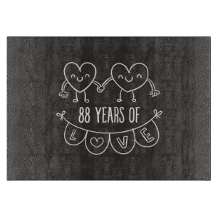 88. Jubiläum Geschenk Chalk Herzen Schneidebrett