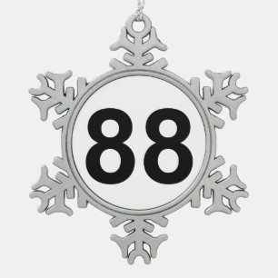 88 - Nummer achtundachtzig Schneeflocken Zinn-Ornament