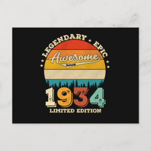 88 Year Old Awesome Since 1934 88th Birthday Gift Postkarte