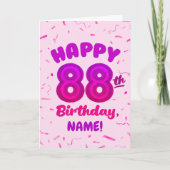 88th Balloon Number Custom Name Birthday Card Karte (Vorderseite)