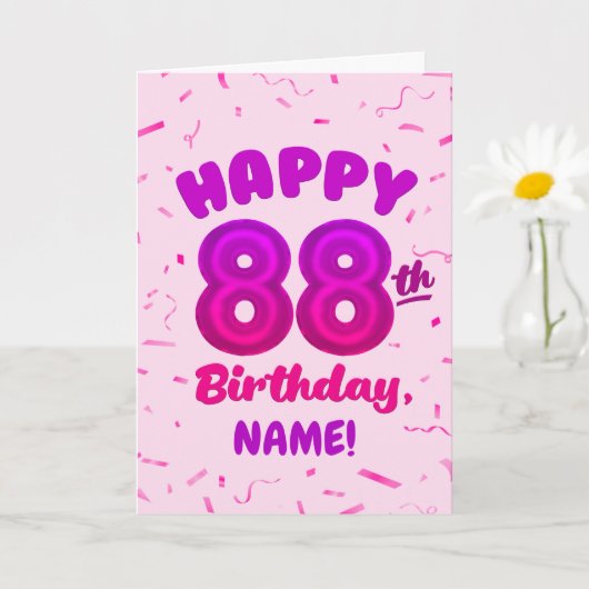 88th Balloon Number Custom Name Birthday Card Karte (Kleine Pflanze)