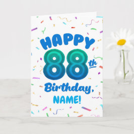 88th Balloon Number Custom Name Birthday Card Karte