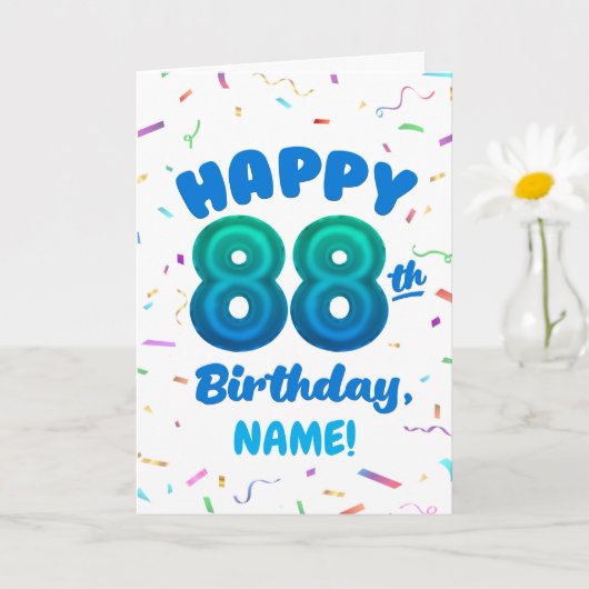 88th Balloon Number Custom Name Birthday Card Karte (Kleine Pflanze)