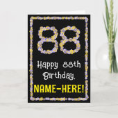 88th Birthday: Floral Flowers Number, Custom Name Karte (Vorderseite)