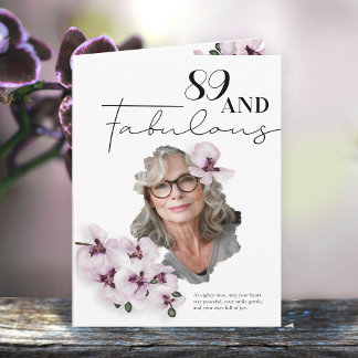 89 & Fantastische Orchideen-Foto-Geburtstagskarte Karte