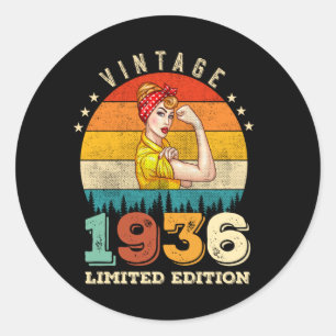 89. Geburtstag 1936 Vintage 89. Geburtstag Frauen Runder Aufkleber