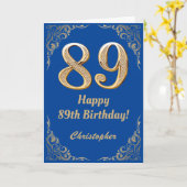 89. Geburtstag Blue and Gold Glitzer Frame Karte (Gelbe Blume)