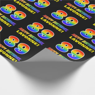 89. Geburtstag: Bold, Fun, Simple, Rainbow 89 Geschenkpapier