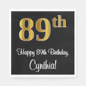 89. Geburtstag ~ Elegante Luxuriöse Imitate Gold L Serviette (Vorderseite)