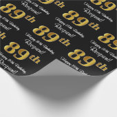 89. Geburtstag: Elegante Luxuriöse Imitate Gold Lo Geschenkpapier (Ecke)