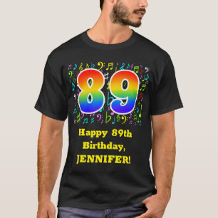 89. Geburtstag: Farbige Musiksymbole, Regenbogen 8 T-Shirt