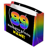 89. Geburtstag: Farbiger Regenbogen # 89, Individu Große Geschenktüte (Rückseite Schrägansicht)