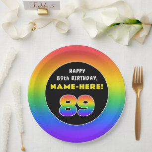 89. Geburtstag: Farbiger Regenbogen # 89, Individu Pappteller