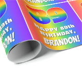 89. Geburtstag: Farbiges, lustiges Regenbogenmuste Geschenkpapier (Rolleneckpunkt)