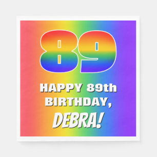 89. Geburtstag: Farbiges, lustiges Regenbogenmuste Serviette