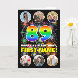 89. Geburtstag: Fun Rainbow #, Individuelle Name & Karte
