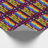 89. Geburtstag: Loving Hearts Pattern, Regenbogen  Geschenkpapier (Ecke)