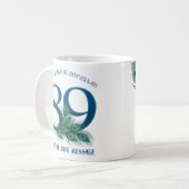 89. Geburtstag oder Jubiläum Pfauenfeder Kaffeetasse (Vorderseite Links)