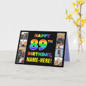 89. Geburtstag: Regenbogentext, benutzerdefinierte Karte (Gelbe Blume)